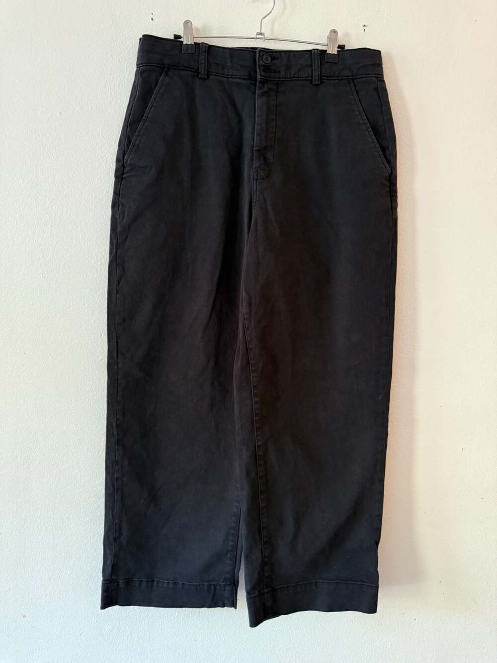 Everlane The Wide-Leg Crop Pant Size 14 Black Cotton 32 waist
